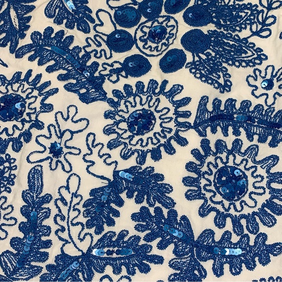 Anthropologie Moulinette Soeurs Embroidered Sequin Pencil Skirt Feminine Floral - Picture 7 of 14